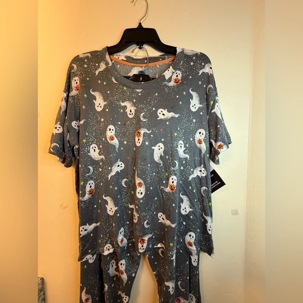 Ghost Print Gray Pajama Set